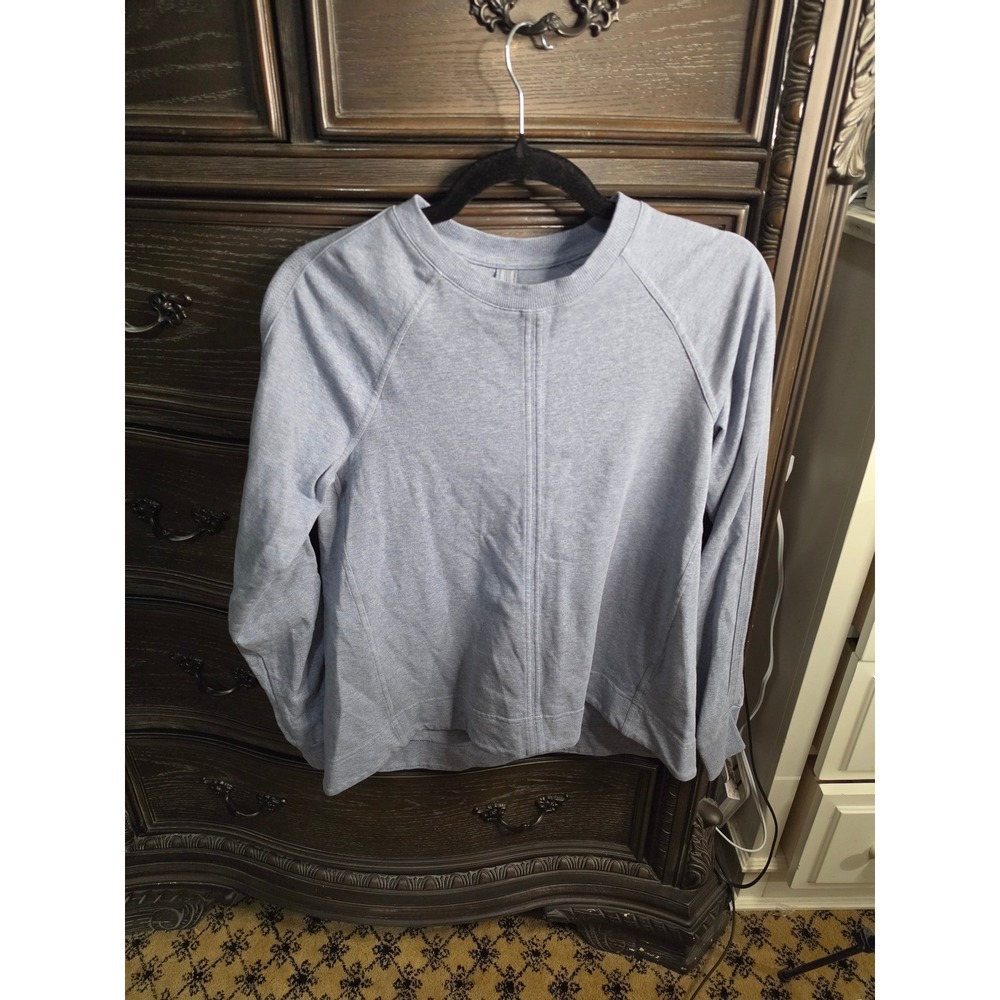 Athleta Sweatshirt‎ Womens XS Blue Heathered French Terry Raglan Pullover 657885